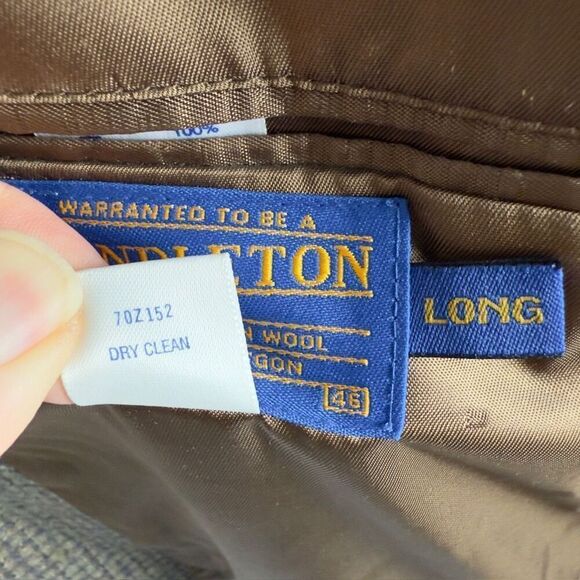 Pendleton Wool Tweed Leather Suede Western Sports Coat - Men’s 46L - Picture 6 of 7